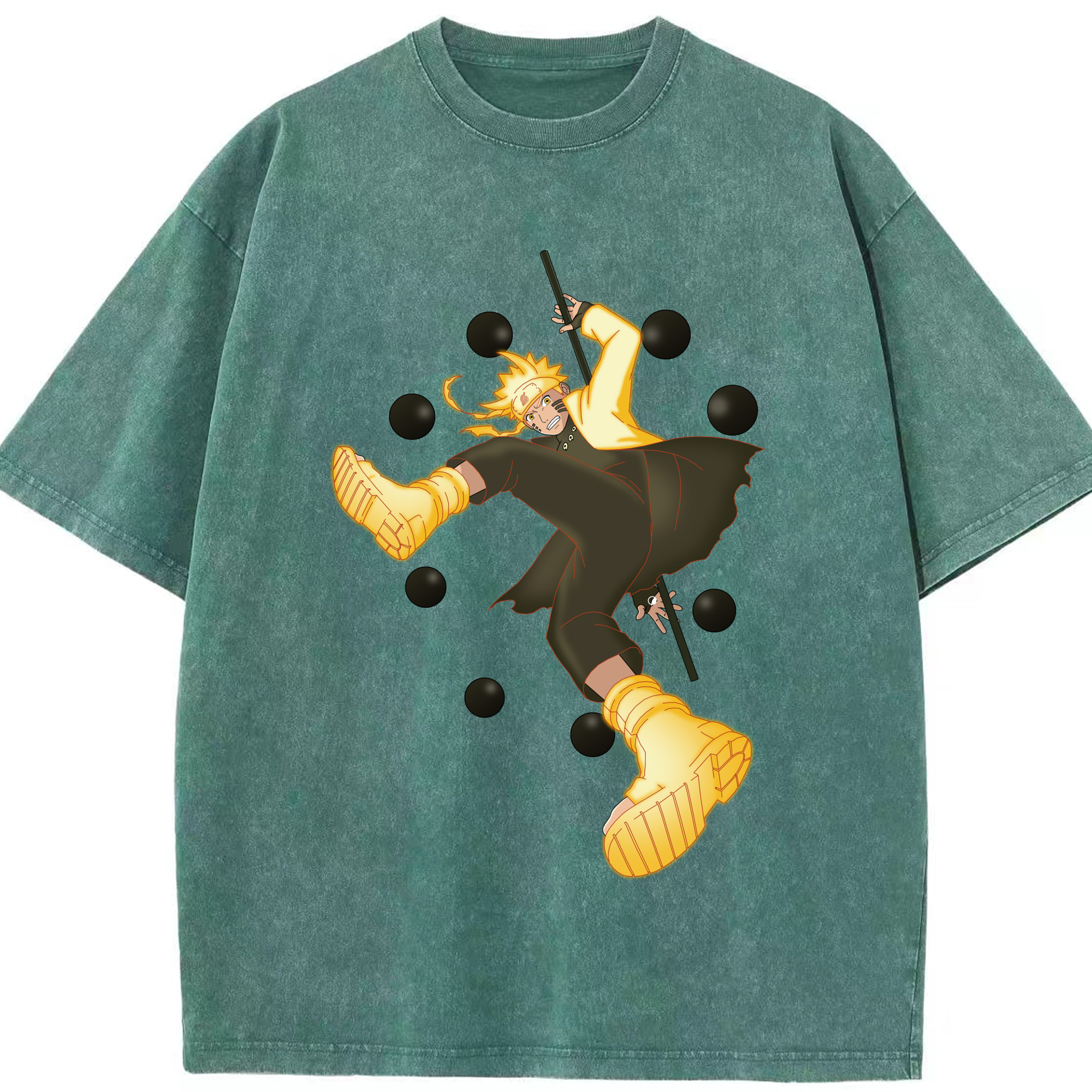 （画像用） NARUTO -ナルト- うずまき ナルト Uzumaki Naruto 綿100% ヴィンテージ風 半袖Tシャツ（フロントプリント）